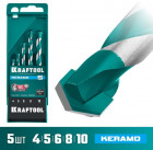 KRAFTOOL KERAMO 5 шт: 4-5-6-8-10  мм набор сверл по керамограниту с твердосплавной пластиной в Хабаровскe
