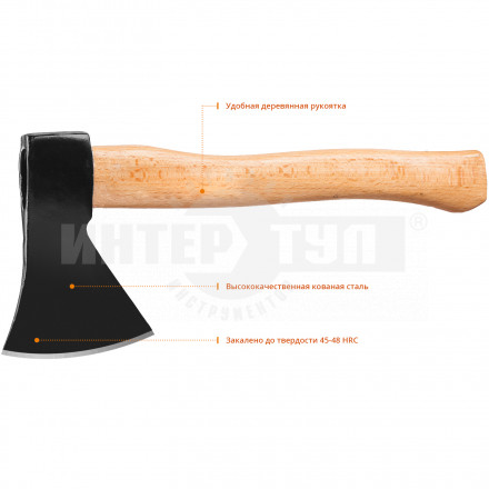 Топор 1000 кованый с деревянной рукояткой 360 мм (общий вес 1000 г) MIRAX [2]  купить в Хабаровске