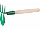Мотыга-рыхлитель РОСТОК с деревянной ручкой, "лепесток+3 зуба" прямая, ширина рабочей части - 65мм в Хабаровскe