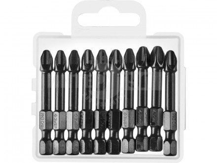 Биты ЗУБР "ПРОФИ" Phillips, тип хвостовика E 1/4", PH3, 50мм, 10шт, в пластиковом боксе, на карточке купить в Хабаровске